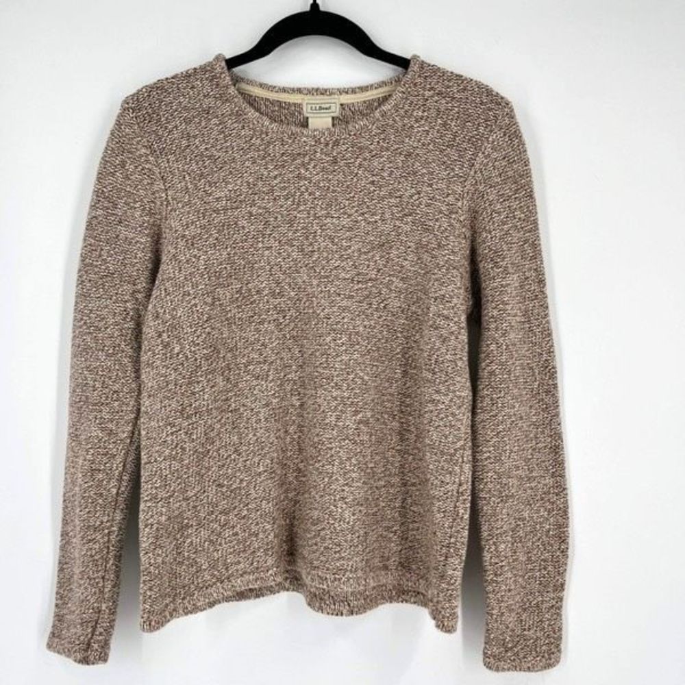L.L Bean Women's Marled Long Sleeve Pullover Sweater Brown Tan Size Medium